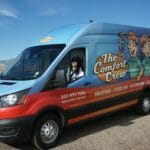 Denver metro HVAC service van with female technician for heating and air conditioning service