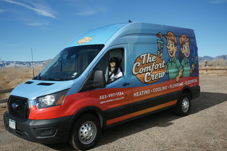 Denver metro HVAC service van with female technician for heating and air conditioning service