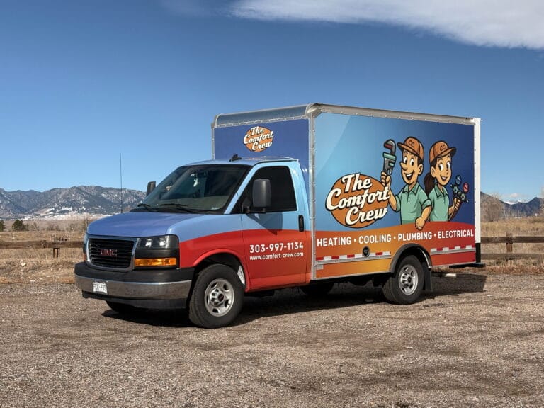 The Comfort Crew HVAC truck for schedule HVAC service Denver